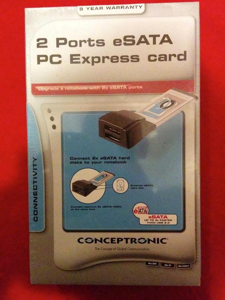 Conceptronic esata express card (nieuw), Computers en Software, Harde schijven, Nieuw, Extern, HDD, eSATA, Ophalen of Verzenden