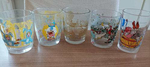 5 verres nutella :Obelix dans son bain, Noël, lapins, Collections, Verres & Petits Verres, Comme neuf, Verre à eau, Enlèvement ou Envoi