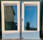 Openslaande dubbele deur merbau, barst in 1 ruit, 100 euro, Doe-het-zelf en Bouw, 80 tot 100 cm, Glas, Zo goed als nieuw, Buitendeur