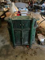 Mosgroene keramische hout kachel, Ophalen, Gebruikt, Kachel, 60 tot 150 cm