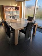 Vierkante eettafel 140x140cm, met 4 stoelen., Huis en Inrichting, Ophalen, Gebruikt