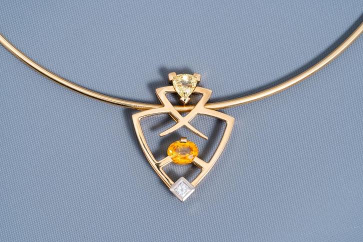 hanger 18kt, Bijoux, Sacs & Beauté, Colliers, Comme neuf, Or, Jaune, Avec pierre précieuse, Avec pendentif, Enlèvement