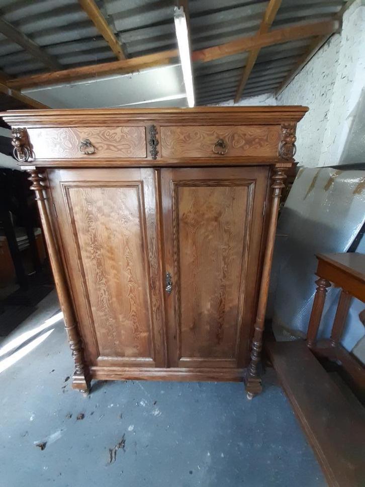 Pitch pine , begijnekast, legskast  2 schuiven 1880, Antiek en Kunst, Antiek | Meubels | Kasten, Ophalen