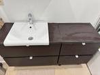 Badkamermeubel met 4 lades met spiegelkast, lavabo en kraan, Huis en Inrichting, Badkamer | Badkamermeubels, Ophalen, Gebruikt