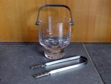 Seau à glace en verre + pince à glaçons Christofle en acier beschikbaar voor biedingen