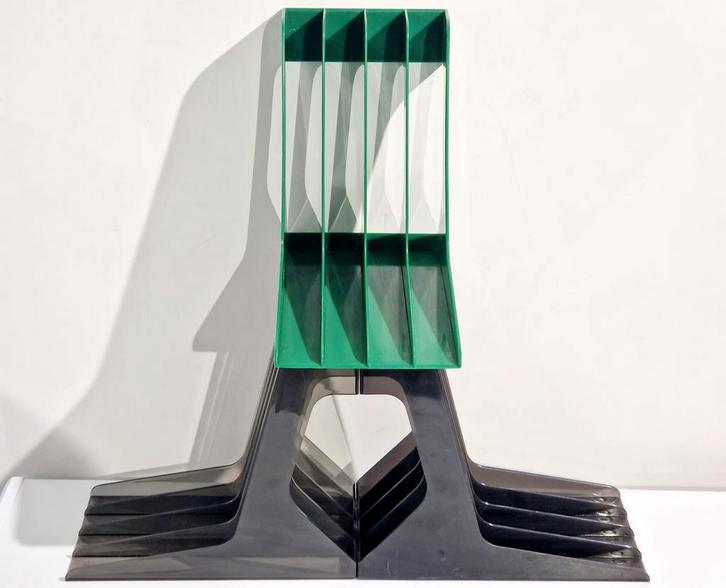 Lp vinyl bak houder , space age , groen , doorzichtig en br, Antiek en Kunst, Kunst | Designobjecten, Ophalen of Verzenden