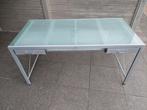 metalen bureau met glasplaat, Ophalen, Gebruikt, Bureau
