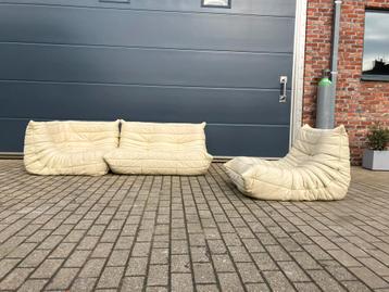 100% authentieke Ligne Roset Togo 1,2z & hoek in Beige leder beschikbaar voor biedingen