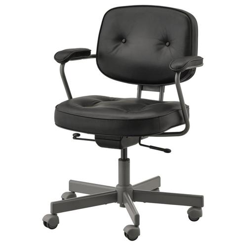 IKEA Alefjall bureaustoel zwart leer | Ergonomisch, Huis en Inrichting, Bureaustoelen, Zo goed als nieuw, Bureaustoel, Zwart, Ergonomisch