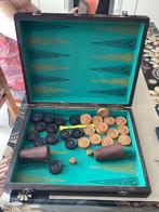 Ancien jeu de backgammon complet,boîte en acajou, Antiquités & Art