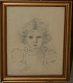 Meisjes portret - tekening - Gesigneerd, Enlèvement ou Envoi