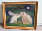 Schilderij met konijnen, Antiek en Kunst, Ophalen of Verzenden