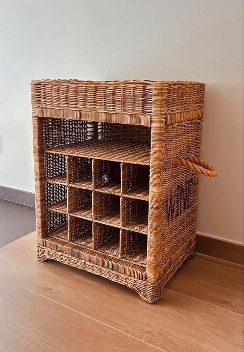 Stijlvol deco rieten wijnrekje voor 12 flessen, Huis en Inrichting, Woonaccessoires | Wijnrekken, Zo goed als nieuw, 50 tot 75 cm
