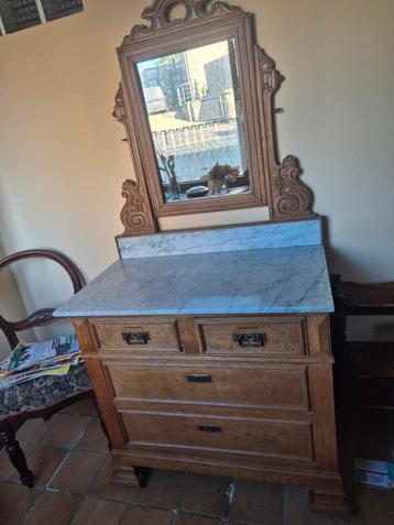 Ancienne commode avec miroir et marbre, Enlèvement, Comme neuf