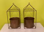 Decoratieve bloempot bruin - 2 stuks, Tuin en Terras, Vierkant, Binnen, Ophalen of Verzenden, Zo goed als nieuw