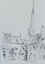 JAN VAERTEN / ZICHT OP DAKEN / ORIGINEEL / 57x47cm / KADER, Ophalen of Verzenden
