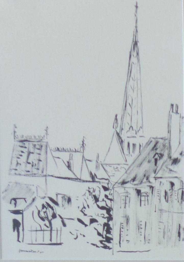 JAN VAERTEN / ZICHT OP DAKEN / ORIGINEEL / 57x47cm / KADER, Antiek en Kunst, Kunst | Tekeningen en Fotografie, Ophalen of Verzenden
