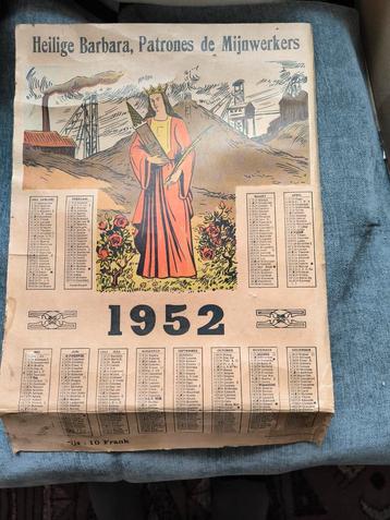 Oude Kalenderblad 1952 mijnwerkers beschikbaar voor biedingen