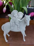 Heel mooi decoratief beeld 2 engelen op paard, Ophalen of Verzenden