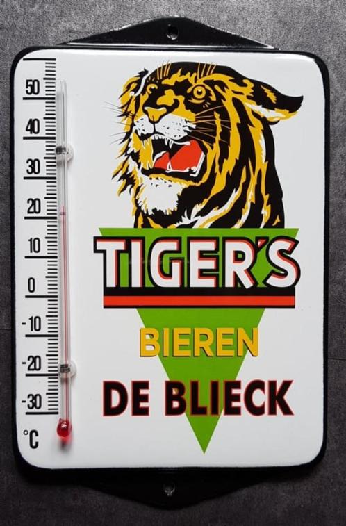 Tiger's de Blieck bieren emaille reclame thermometer cadeau, Collections, Marques & Objets publicitaires, Comme neuf, Ustensile