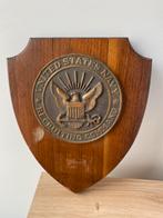 Amerikaanse militaria marine: houten schild metalen plaatje, Enlèvement ou Envoi, Marine