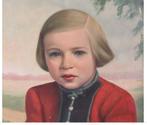 vintage portret schilderij `` meisje in trachtkledij`` 1954, Antiek en Kunst, Ophalen of Verzenden