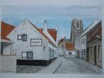 Aquarel "Lissewege dorpszicht" door L. Boschmans, Antiek en Kunst, Kunst | Schilderijen | Klassiek, Ophalen of Verzenden