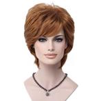 Moderne pruik kort haar in laagjes honing goudbruin kleur 27, Envoi, Neuf