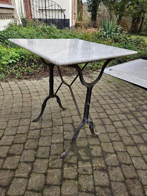 Vierkante tuinterrastafel - graniet smeedijzer, Tuin en Terras, Tuintafels, Gebruikt, Vierkant, Metaal, Ophalen of Verzenden