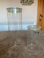 2 voorraadpotten in glas met afsluitbaar deksel, Pure Kitche, Huis en Inrichting, Ophalen of Verzenden, Zo goed als nieuw, Overige materialen