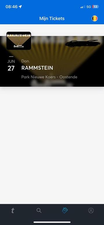 Ticket Rammstein Oostende (27/06) Golden circle