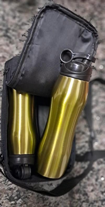 🎁 2 gourdes isolées en inox dans sac de transport, Sport en Fitness, Drinkbussen, Nieuw, Verzenden