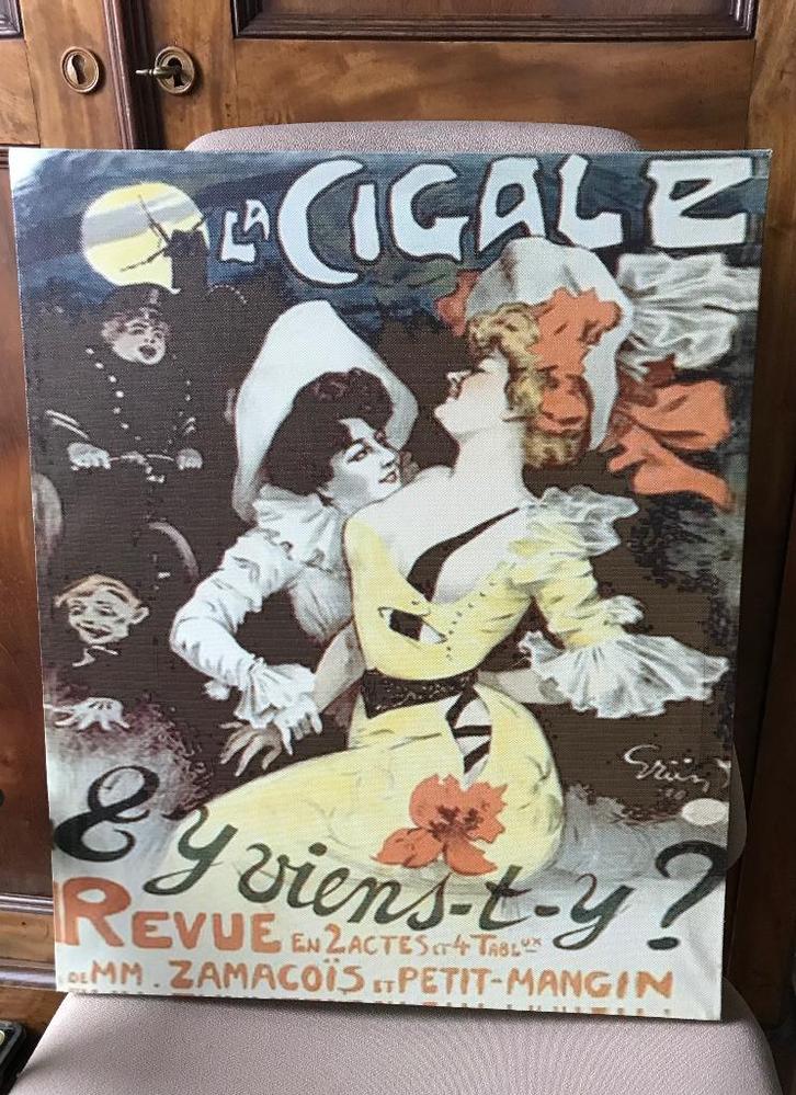 French antique advertising-La Cigale- Artfashion Canvas/hout, Antiek en Kunst, Kunst | Schilderijen | Klassiek, Ophalen