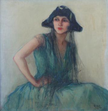 Marguerite Stekke (1886-1962): Portret 1960 (O/D, 95x101cm) beschikbaar voor biedingen