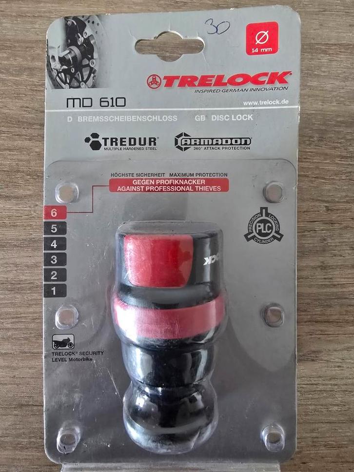 Trelock MD 610 Remschijf slot motoren, Motoren, Accessoires | Sloten, Nieuw, Ophalen of Verzenden