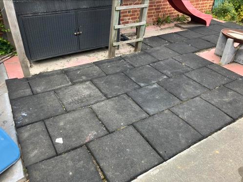 Rubber absorberende tegels, Tuin en Terras, Tegels en Klinkers, Zo goed als nieuw, Rubber, Ophalen