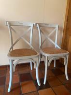 2 houten stoel met rieten zit, Ophalen, Gebruikt, Twee, Wit