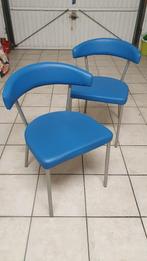 Chaises en cuir, Twee, Blauw, Nieuw, Leer