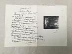 Gravure signée et lettre écrite de Jacques Gorus, Enlèvement ou Envoi