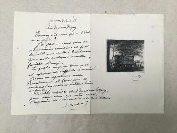 Gravure signée et lettre écrite de Jacques Gorus