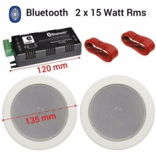 Bluetooth plafond luidspreker set wit 2x 13,5 Cm 60Watt [KJ-, Audio, Tv en Foto, Luidsprekerboxen, Nieuw, Front, Rear of Stereo speakers