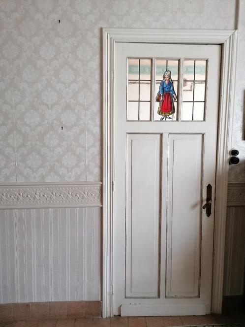 2 oude deuren (man en vrouw) in glaslood, Doe-het-zelf en Bouw, Deuren en Vliegenramen, Gebruikt, Binnendeur, 215 cm of meer, 80 tot 100 cm