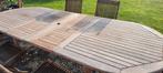 set teakhouten tuintafel 300/120cm 6 stoelen, Ophalen, Gebruikt, Meer dan 8 zitplaatsen, Loungeset