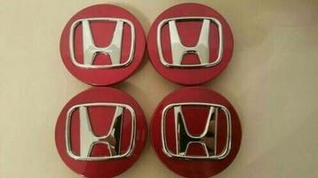 4x 69 of 60mm Honda naafdoppen/center caps rood/zwart/zilver beschikbaar voor biedingen