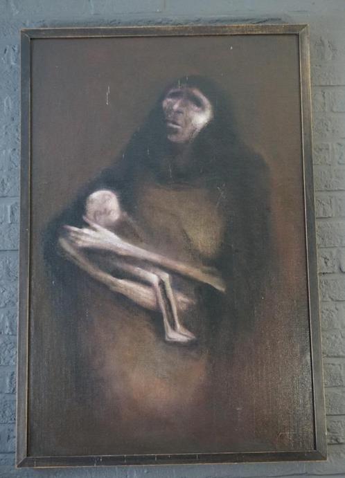 schilderij Hugo Heyens “Moeder en kind” van 1979, Antiek en Kunst, Kunst | Schilderijen | Klassiek, Ophalen of Verzenden