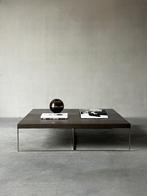 Vintage artifort houten lage salontafel met chroom onderstel, Enlèvement, Comme neuf