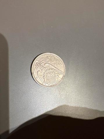 Pesetas Franco (1957 design), 1956 geslagen, munt, geld beschikbaar voor biedingen