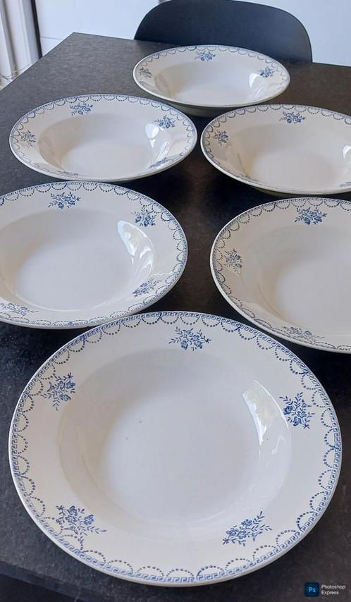 6 diepe borden St Amand, Antiek en Kunst, Antiek | Servies los, Ophalen of Verzenden