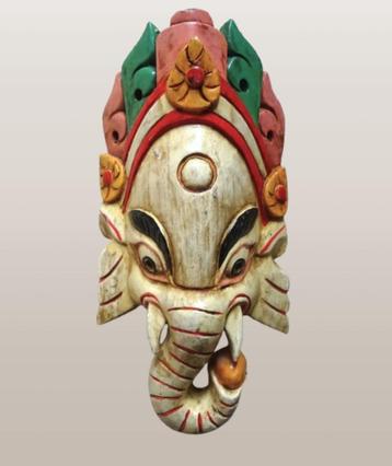 Muurmasker Hindoeïstische god Ganesha, handgemaakt beschikbaar voor biedingen