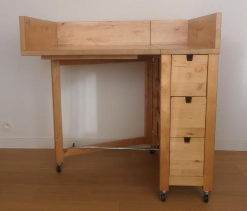 Ikea Norden tafel buro inklapbaar, Huis en Inrichting, Bureaus, Zo goed als nieuw, Bureau, Met wielen, Ophalen